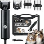 CGOLDENWALL Tosatrice Cani 300W, Basso Rumore, Cavo 3m, Cani Gatti | Pro, 2000-6600RPM Continua, 2 Lame Ceramiche, 2 Pettini (3/6, 9/12mm), Nero – B0G2X5WCH2