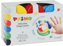PRIMO – Tempere Lavabili per Bambini +2 Anni Prima Infanzia, Tempere per Dipingere a Dita 50g 6 Colori per Carta e Vetro, Tempera Pittura Cartoleria e Lavoretti Creativi, Dermatologicamente Testata – B00G93A7IW