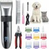 BarberBoss Tagliacapelli senza fili per cani, impermeabile, lame in ceramica, display a LED, attacco a 8 colori, tagliacapelli elettrico a basso rumore per cani gatti (Silver) – B0BRK84M1M