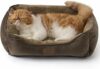 Bedsure Cuccia per Cani Gatto – 51×41 cm Cuccia Rettangolare Lavabile per Cani Piccoli e Animali Domestici con Fondo Antiscivolo per Gattini e Cuccioli, Marrone – B0DSKVPFGD