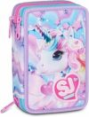SJ GANG STYLE JAM GANG Astuccio Scuola 3 Zip LED UNICORN GIRL, Viola, Triplo Scomparto, 45 pezzi, Set cancelleria incluso, Pratica chiusura con zip, Scuola elementare, Bambina – B0GKQFLR4B