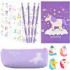 faburo Cancelleria per Unicorno, 16pz Set Unicorno Bambina Regalo | Set di Matite Astucci Gomma a Forma di Unicorno per Materiale Scolastico, Regali per la Scuola – B0B98V3HPM