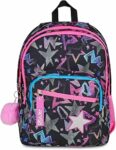 SJ GANG STYLE JAM GANG Zaino Scuola Doppio Scomparto, Sj Ever Star Drafts, Nero, 31 L, Con Tasca Porta Borraccia e Charm Staccabile, Elementari, Bambina – B0GLHKVYXH