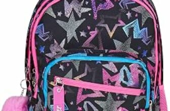 SJ GANG STYLE JAM GANG Zaino Scuola Doppio Scomparto, Sj Ever Star Drafts, Nero, 31 L, Con Tasca Porta Borraccia e Charm Staccabile, Elementari, Bambina – B0GLHKVYXH