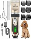 oneisall: tosatrice silenziosa per cani, 2000 mAh, 4 ore di autonomia, per cani e gatti dal pelo folto, tosatrice per cani, tosatrice per animali domestici, rasoio per cani a pelo lungo (oro) – B083QHKD16