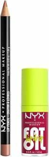 NYX Professional Makeup Kit Labbra con Matita Slim Lip e Gloss Fat Oil Lip Drip, Labbra Definite e Idratate, Finish Extra Brillante, Tonalità: Natural, Newsfeed – B0D988345S