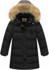 amropi Bambini Ragazzi Inverno Piumino Imbottito Lungo Cappotto con Pelliccia Cappuccio per 2-12 Anni – B0814TYSSS