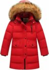 amropi Bambini Ragazzi Inverno Piumino Imbottito Lungo Cappotto con Pelliccia Cappuccio per 2-12 Anni – B0814VPCZT