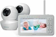 Babysense Baby Monitor Video e Audio HD da 5″ con Schermo Split, Due Telecamere HD con Telecomando PTZ, Luce Notturna, Portata 300m, Audio Bidirezionale, Zoom 4X, Visione Notturna, Batteria Grande – B0B68MQ76N