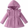 Cappotto in Pile Calda per Bambina Giacca con Cappuccio in Cotone – B0HF5745HL