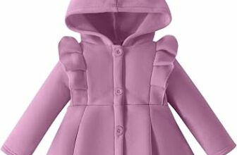Cappotto in Pile Calda per Bambina Giacca con Cappuccio in Cotone – B0HF5745HL