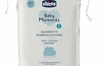 Chicco Baby Moments Quadrotti Morbido Cotone, Pulisce Delicatamente e Accarezza Morbidamente, Baby Skin, Bianco, 60 Pezzi, 0+ Mesi – B07DBNWPBN