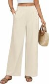 Pantaloni Donna Estivi Cotone Pantaloni Larghi Leggeri Pantalone Elastico Vita Pantaloni Eleganti Casual da Spiaggia Comodi Tinta Unita con Tasche – B0GCCMRKNH