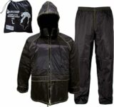 Auto Accessori Lupex Tuta Moto Impermeabile Antipioggia Antivento, taglia XL, colore nero, set di giacca e pantalone da pioggia con cappuccio a scomparsa, Unisex Uomo Donna – B0BF5MXH19