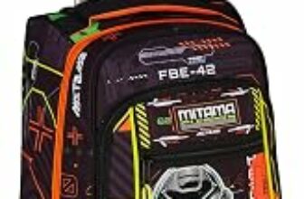 Mitama Trolley DR Scuola FLUO BATTLE, Nero – Arancione, 34 Lt, Tasche multifunzione, Spallacci uso zaino, Per bambini e ragazzi,scuola elementare e media, Tempo libero e viaggi – B0F13HZH2J