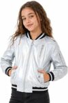 LOLANTA Giacca Bomber Metallizzata per Bambina, Leggera con Cerniera e Tasche per Carnevale e Feste 4-12 Anni – B0H93SZZW3