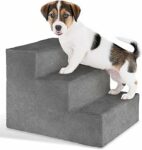 tectake® Scala per Animali Domestici, Stabile e Leggera, Rivestimento in Peluche Antiscivolo, Rampa Adatta a Cani e Gatti di Tutte le Taglie, Materiali Robusti, 37 x 45 x 34,5 cm – Grigio – B0DDQ77624