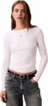 Calvin Klein LS Woven Label 2×2 Rib Crew Top Lv047e205g Altri Top Donna – B0F4NW8YRL