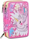 SJ GANG STYLE JAM GANG Astuccio Scuola 3 Zip, Rosa, UnicornLed, Portapenne Triplo Scomparto Completo Di Penne, Matite, Colori, Accessori Zaino, Elementari, Medie, Bambina – B0CV1HPPWL