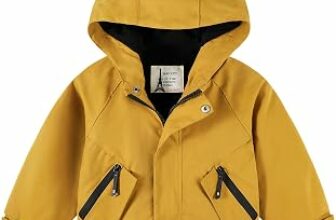 Volunboy Giacca Bambini con Fodera in Pile, Leggera Giaccone Antivento con Cappuccio e Tasche a Cerniera (2-8 Anni) – B0FP2MCV42
