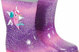 PERLETTI Stivali Pioggia da Bambina con Unicorno Rosa – Stivaletti Impermeabili per Bambine con Baby Unicorn e Glitter – Galosce in PVC e Suola Antiscivolo con Bordo Riflettente – Cool Kids – B08PBSXXB7