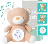 Peluche Musicale per Neonati con Rumori Bianchi, Proiettore Bambini con Luce Notturna per la Nanna, Modalità Rumore Bianco e 15 Canzoni Carillon, Ideale Regalo Neonato (Orso) – B08T7QWJFX