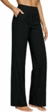 duaicnvow Pantaloni Donna Estivi in Cotone e Lino Eleganti Elastico Vita Alta Pantaloni Donna Larghi Curvy Leggeri e Comodi a Gamba Larga Casual Yoga Pantalone Gamba Dritta con Tasche per Business Ufficio – B0GQ4F2SJC