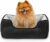 lionto Cuccia Cane 2-in-1 Effetto Scamosciato, 60 x 50 cm, Nero | Cuccia reversibile resistente con ingresso basso confortevole e materiali facili da pulire per cani e gatti, lavabile – B082XZSW14
