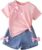 eqenkely Vestiti Bambina Outfit Set T-Shirt da Manica Corta + Pantaloni di Jeans Corta 2 Pezzi Abbigliamento Estivo per Bambine – B0GKHF98CY