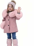 cenozo Giacca Invernale Bambina in Tessuto di Cotone Lavato con Rinforzo,Cappotto Invernale Bambina Completo con Cappuccio e Decorazione in Peluche Sintetico,Giacca Invernale Bambini Ragazza con Tasche – B0FR5BLQWY