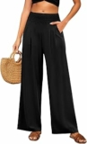 Pantaloni Lino Donna Estivi Pantaloni Elastico Vita Alta Larghi Eleganti Pantalone Casual da Spiaggia Comodi Leggeri con Tasche – B0G4MKT2XW