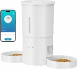 Distributore Automatico Cibo Gatti 2 Ciotole: 5L Distributore Automatico Cibo Cane con Timer WiFi 2.4G per Crocchette – Design Doppia Ciotola per Famiglie con Più Gatti & Cani – Bianco – B0FF2YNTRH
