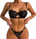 QKEPCY Lingerie Set Donna Lingerie Babydoll Teddy Donna Reggiseno Pizzo con Ferretto e Perizoma Sexy Sleepwear Slip Soft Completi Intimi – B0D4YBPNGL