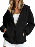 Felpa Donna con Zip e Cappuccio Felpe Sportiva Leggero Giacca Zip Up Hoodie Cotone Manica Lunga Sweatshirt Aperto con Tasche e Cerniera Felpe Casual Primavera Autunno Pullover Oversize Tinta Unita – B0HF4G92PQ