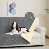 DUJUIKE Copridivano 100% impermeabile per cani, coperta per animali domestici, protezione per mobili per bambini e animali domestici, con fondo antiscivolo, per 3 posti (Grigio, 132 x 208 cm) – B0BRC99RCC