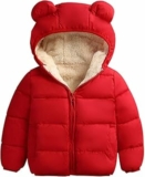 Loalirando Cappotto Bambino Unisex Invernale con Cerniera e Cappuccio in Tinta Unita, Giubbino Bimbo Carino Orecchie di Orso, Giacca Imbottita Antivento Regalo – B09FL4YJ5S