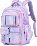 Tanou Zaino Bambina Elementari Zaino per Ragazze, Traspirante Cartella Scuola Elementare Bambina di 7-12 anni, Impermeabile Nylon Grande Zaini Bambini per la Scuola, Viola – B0CP1T83J1