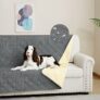 DUJUIKE Copridivano 100% impermeabile per cani, coperta per animali domestici, protezione per mobili per bambini e animali domestici, con fondo antiscivolo, per 3 posti (Grigio, 132 x 208 cm) – B0BRC99RCC