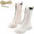 Yekdmxop Stivali Bambina Bianchi, Stivali Invernali Alti al Polpaccio per Bambini e Ragazze Stivaletti Equitazione con Zip Laterali Antiscivolo Imbottiti Comodi Bambine Retro Stivaletti Neve Bambino Autunno – B0GK23JLVL