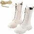 Yekdmxop Stivali Bambina Bianchi, Stivali Invernali Alti al Polpaccio per Bambini e Ragazze Stivaletti Equitazione con Zip Laterali Antiscivolo Imbottiti Comodi Bambine Retro Stivaletti Neve Bambino Autunno – B0GK1N5N3P
