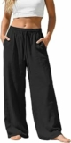 Pantaloni Lino Donna Leggeri Pantaloni Donna Estivi Eleganti in Cotone con Tasche da Spiaggia Casual Larghi Comodi Pantalone Elastico Vita Alta Tinta Unita Pantalone Coulisse Cotone Taglie Forti S-5XL – B0H36D92PH