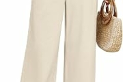 Pantaloni Donna Estivi Cotone Pantaloni Larghi Leggeri Pantalone Elastico Vita Pantaloni Eleganti Casual da Spiaggia Comodi Tinta Unita con Tasche – B0GCCMRKNH