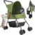 BAKAJI Passeggino per Animali Domestici Carico Massimo 15kg, Carrozzina per Cani e Gatti Pieghevole e Salvaspazio con Cestello Portaoggetti e Ruote Bloccabili, Cappottina Protettiva Anti UV (Verde) – B0GH2HFQNZ