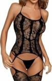 UMIPUBO Lingerie Donna Sexy Intima Pizzo Halter Babydoll Un Pezzi Trasparente Camicia da Notte Giarrettiera Biancheria Pigiama esclusi i Perizoma – B0B2JWGRBM