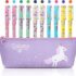 OFFCUP Set Di Cancelleria per Unicorno, Cancelleria per Regalo Bambina, Regalo Di Compleanno per Bambini, Include Astuccio, Matita, Matita Colorata, Pastello, Gomma, Temperamatite e Taccuino – B0CJ6Q4NW5
