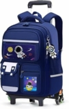 Amythe Zaino Trolley per Bambino Scuola Elementare con Pettorina, Blu | Zaino Elementari Bambino con Carrello 6 Ruote, Zaini Bambini 6-10 anni Leggero Idrorepellente Fasce Riflettenti, Ritorno – B0FXDJWQCS