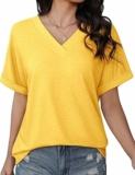 Maglietta Donna Manica Corta T Shirt Scollo a V Magliette Elegante Ampia Maniche Corte Blusa Donna Estiva Camicia Top Casual Tee Abbigliamento Estivo Moda – B0G2VDXKSL