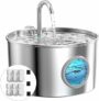Fontanella per Gatti Acciaio: Fontana per Animali Domestici – 2.2L Fontanella Gatto – Super Silenzioso Dispenser Acqua – Mantiene l’acqua Fresca – con 6 Filtris + 3 Spugne – B0DDC9S5R4