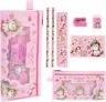 OFFCUP 7 pz Set di Cancelleria per Unicorno, Cancelleria Regalo Bambina, Regalo Compleanno per Bambini, Include 2 Matite, Righelli, Gomma, Temperamatite Taccuino Bambina di Natale – B0CJ6S4L5N