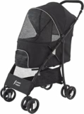 Sunny Sonny Passeggino pieghevole per animali domestici con copertura antipioggia, cestino portaoggetti per animali domestici, trasportino da viaggio per cani e gatti S/M fino a 15 kg (nero) – B0DK3KN2M3